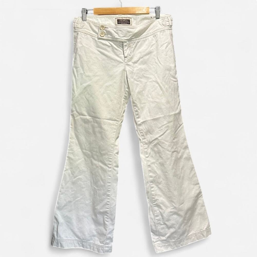Y2K Abercrombie & Fitch Low Rise Hip Hugger Flare Pants Cream Cotton Size 8 - Picture 10 of 10